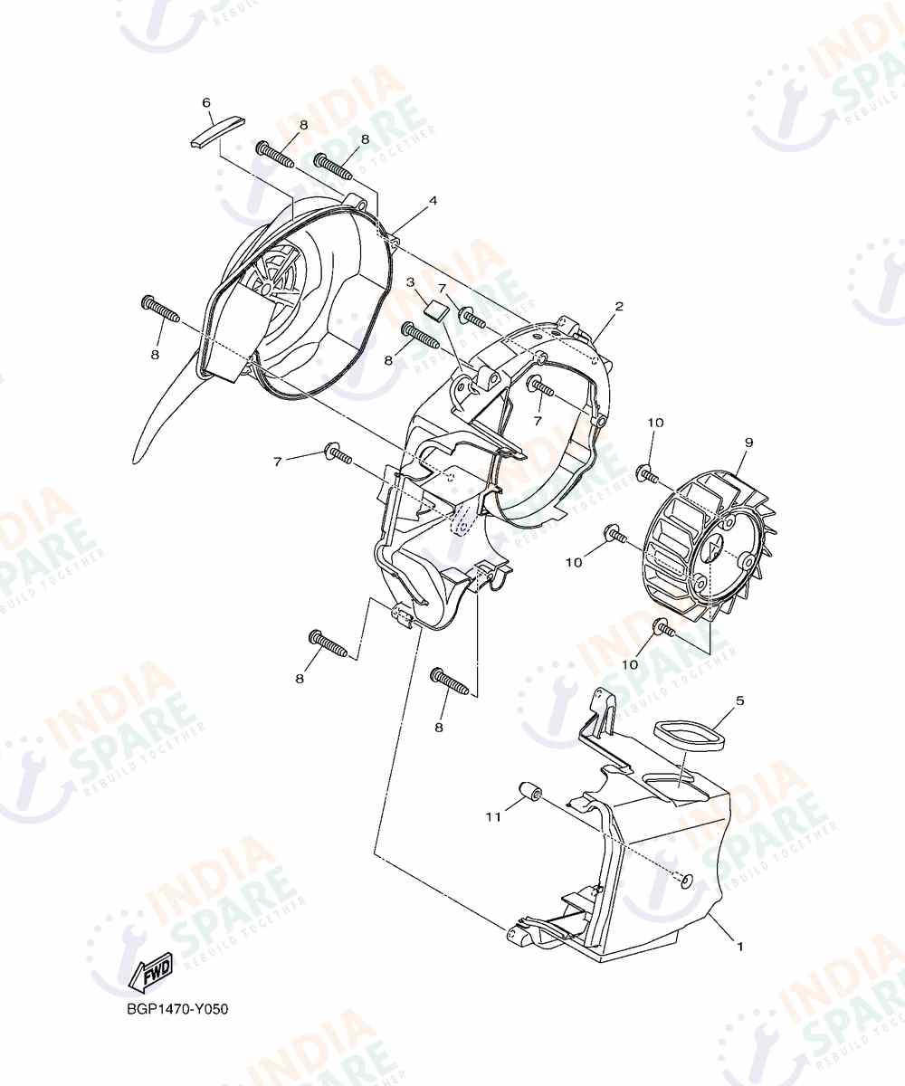 YAMAHA DG57 FASCINO 125CC DISC Series AIR SHROUD & FAN